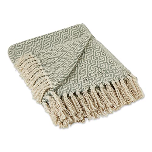 DII Rustic Farmhouse Double Diamond Woven Throw, 50x60, Artichoke Green - color: Artichoke Green, size: 50x60"