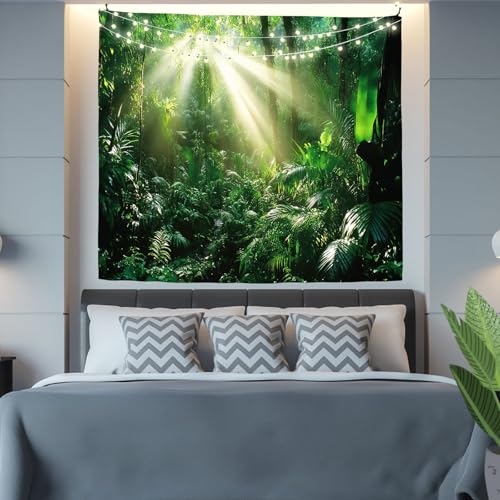 LINICE Forest Landscape Wall Hanging Tapestry - Nature-Inspired Boho Home Decor for Bedrooms, Living Rooms & Camping, Lightweight Fade-Resistant Polyester Fabric - color: Green Forest, size: 60"L x 80"W