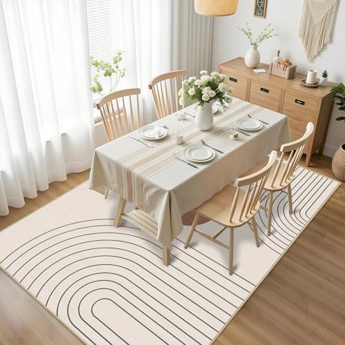 Boho Rug 4x6 Beige Modern Geometric Abstract Washable Area Rug Bedroom - color: Beige, size: 6' x 4' (Rectangular)