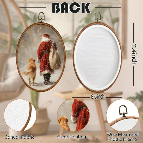 BCUANGD Santa Claus Golden Retriever Oval Wall Art Decor 8.6"x11.4" - color: Christmas-27