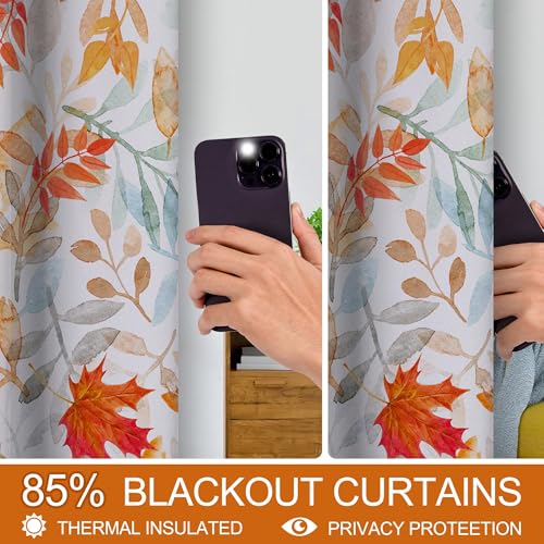 Fall Curtains 63 Inches, Blackout Curtains Room Darkening - color: Fall Leaves, size: 52"W x 63"L (Pack of 2)