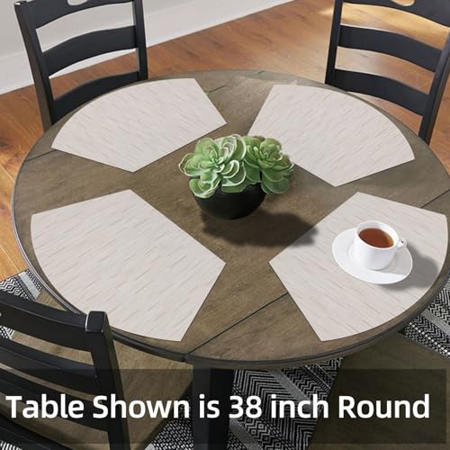 SHACOS Small Round Table Placemats Set of 5 Wedge Shaped Place Mat with Centerpiece Round Mat Heat Resistant Table Mats Washable (5, Beige) - color: Beige
