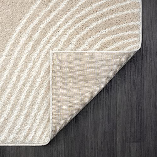 Abani Beige and White Swirl Area Rug | 5'3" x 7'6" Cream Carpet with Wave Pattern | Modern Rug for Living Room, Bedroom and Office | Nuevo Collection - color: Beige, size: 5'3" x 7'6" (Rectangular)