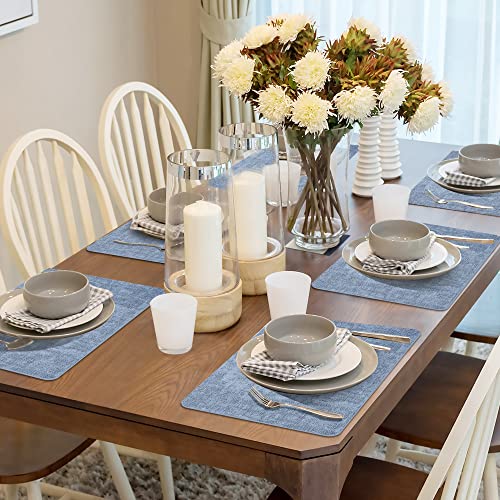 Maxpearl Faux Leather Placemats Set of 6, Easy to Clean, Blue - color: Retro Blue