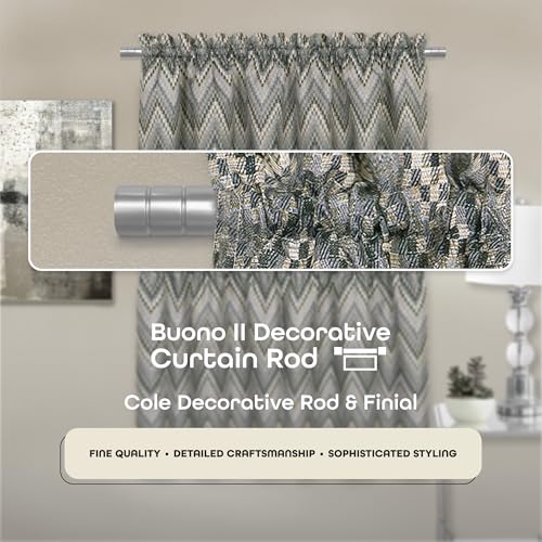 Buono II Cole Silver Rod & Finial, 66-120 in, for Windows, Finials - size: 66-120, style: Cole Silver