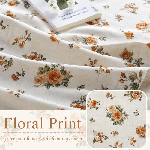 StangH Linen Floral Valance Kitchen Curtains, W52 x L18, 1 Panel - color: Floral Yellow