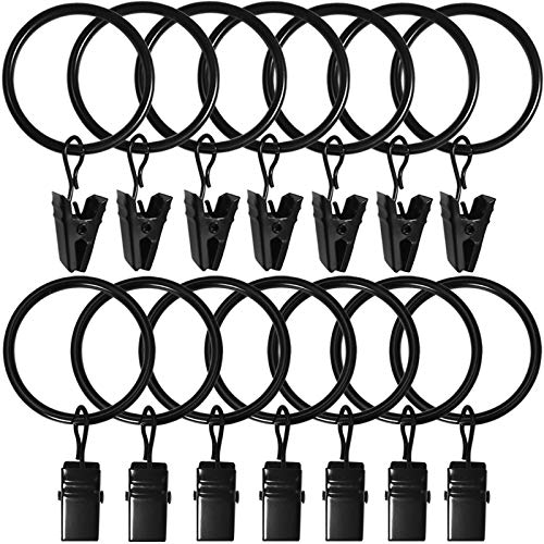 100 Pack Metal Curtain Rings with Clips, 1.26 in ID, Black - color: Black, size: 1.26" I D 100 Pack