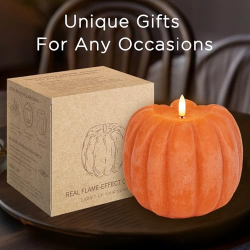 Fall Decorations for Home - Flickering Flameless Wax Pumpkin LED Candle