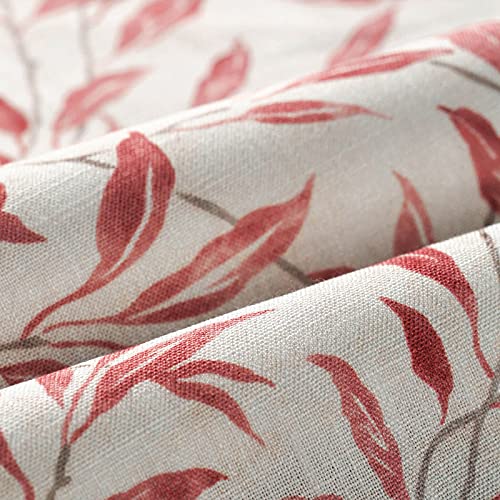VOGOL Red Leaf Print Tier Curtains, Country Style, 30 x 24, 2 Panels - color: Red, size: 30"W x 24"L (Pack of 2)