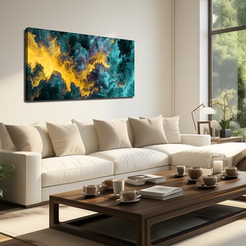 Ouzzlie Yellow Wall Art Abstract Picture Art for Bedroom - color: yellow, size: 48"L x 24"W