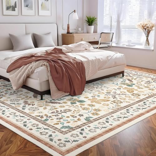GarveeHome 6x9 Area Rugs for Living Room Machine Washable Beige - color: Beige, size: 6' x 9' (Rectangular)