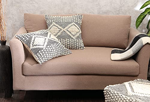· REDEARTH · Boho Textured Handwoven Throw Pillow Cases - Diamond Medley - color: Diamond Medley Black, size: 18" x 18" (Pack of 2)