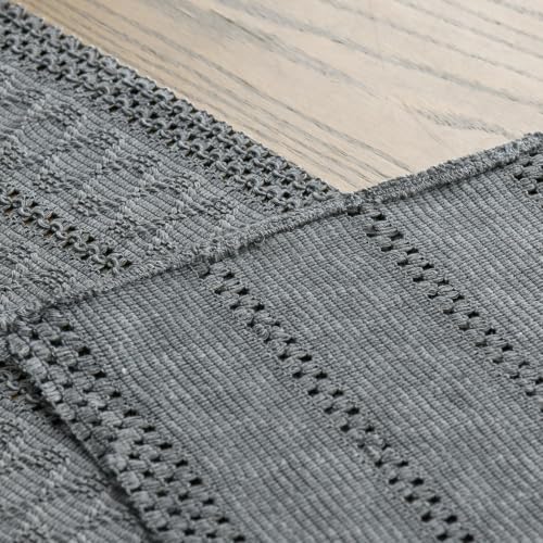 Artoid Mode Dark Grey Woven Farmhouse Hollow Table Runner 12x36 Inch - color: Dark Grey, size: 12" x 36", Table Runner