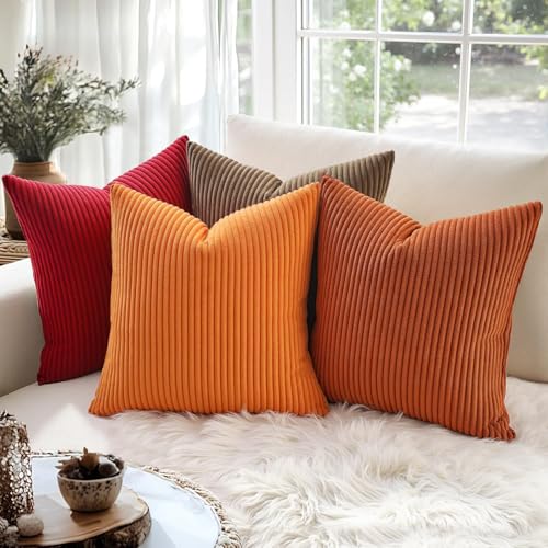 MIULEE Soft Corduroy Throw Pillow Covers Set of 2 12x12 Christmas Red - color: Christmas Red, size: 12" x 12" (Pack of 2)
