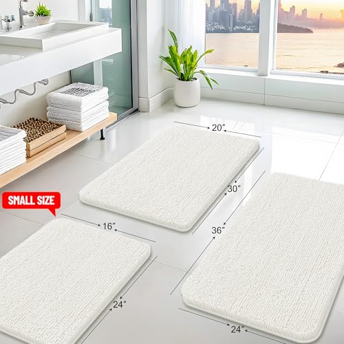 Arotive Bathroom Rugs 24x16, Soft Absorbent Shaggy Chenille Bath Rugs - color: Ivory, size: 24" X 16"
