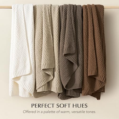 EVERGRACEHOME Chunky Chenille Knit Throw Blanket, 50 x 60, Mocha Brown - color: Mocha Brown, size: 50" X 60"