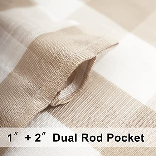 Taupe White Check Kitchen Tier Curtains for Basement Laundry 27x36 2pcs - color: Taupe and White, size: 24"W x 36"L (Pack of 2)
