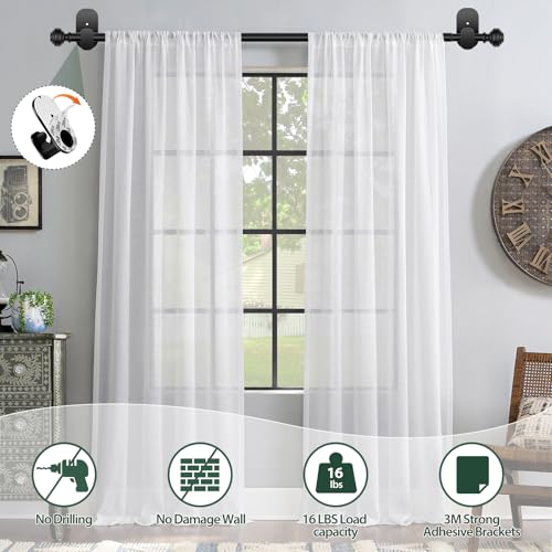 KAMANINA 2 Pack Curtain Rods No Drilling for Windows 16 to 30 Inches, Black - color: Black, size: 16-30"(2Pack)