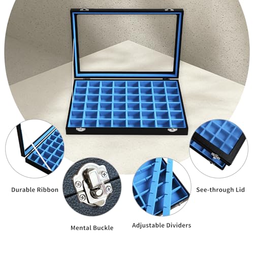 Stratalife 48 Grid Earring Organizer, Jewelry Holder Organizer with Lid - color: Blue-Black, size: 48 Grid
