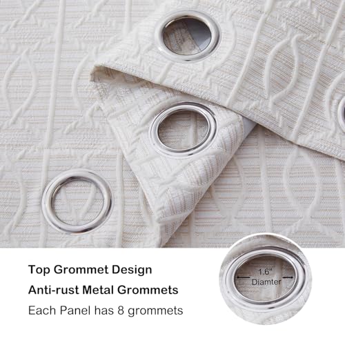 Cream and Silvery 100% Blackout Curtains 63 Inch Length 2 Panels, Jacquard Thermal Insulated Noise Reducing Grommet Drapes for Bedroom Living Room, 2pcs, 52" W x 63" L - color: Cream and Silvery, size: 52"W x 63"L (Pack of 2)