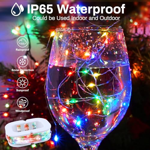 50LED Fairy Lights USB & Battery Powered 2Pack, 16FT Mutilcolor Fairy String Light with 8 Mode & Timer, Cuttable Copper Wire Waterproof Twinkle Light Indoor Outdoor for Bedroom Wedding Christmas Decor - color: Mutilcolor, size: 2 Pack