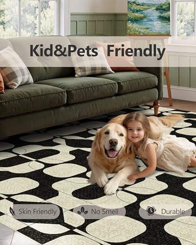 3x5 Washable Rug Modern Carpet for Entryway Bedroom, Black Beige - color: Black Beige, size: 3' x 5' (Rectangular)