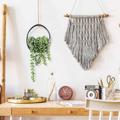 Der Rose 2 Pack Fake Hanging Plants in Black Pots for Bathroom Wall Decor - color: Black, size: 5.9"W * 13.5"H