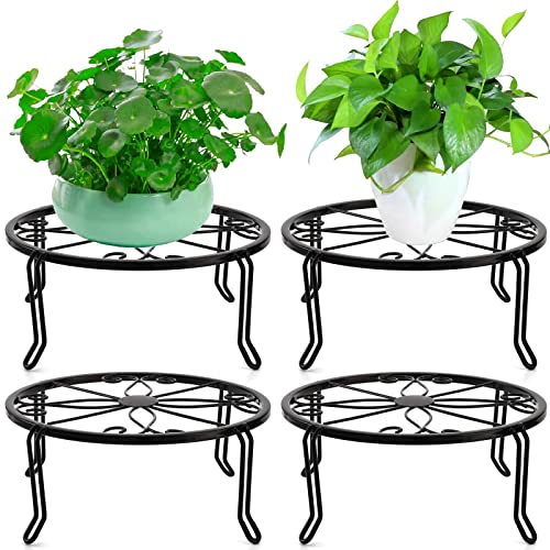 Tosnail 5 Pack Metal Plant Stands for Indoor and Outdoor, Planters Flower Pots Holder, Beverage Dispenser Stand, Pumpkin Short Stand, Double Braces Legs