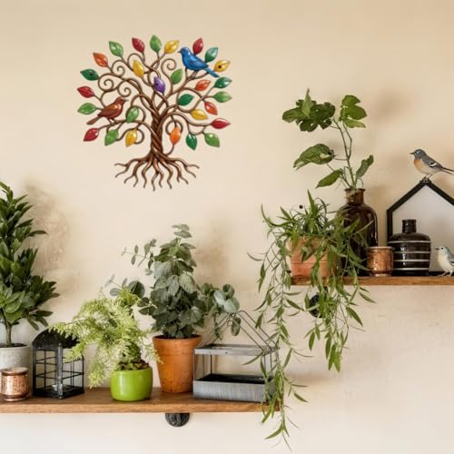 EVERJOYCRAFT Tree of Life Metal Wall Art Decor 10.7" Leaves Wall Sculpture