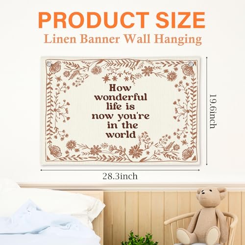 Boho Vintage Home Decor Linen Canvas Banner Wall Hanging Flag - color: Bronze