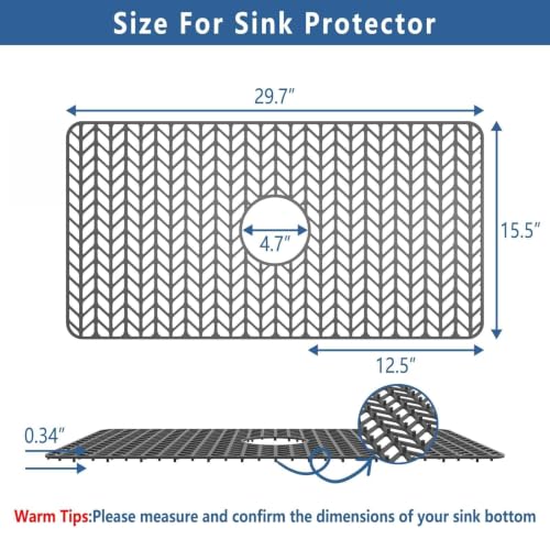 AWOKE Silicone Sink Protectors for Kitchen Sink, 30" x 16" Center Drain - size: 30 x 16 Center Drain
