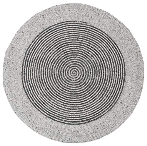 SAFAVIEH Braided Round Rug 3', Wool Grey & Black BRD904F - color: Grey/Black, size: 3' (Round)