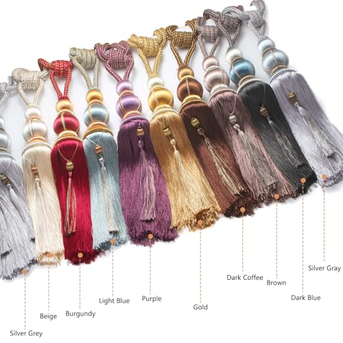 Paired Lantern Single Hanging Ball Tassels Curtains Buckle Sling Binding Lantern Tiebacks Handcrafted Braided Buckle Drapery Curtain Holdbacks Window Treatments for Home 2 Pack - color: Silver Gray, size: 11.81 inches