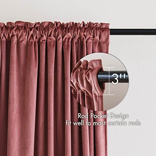 MIULEE Dusty Rose Pink Velvet Room Darkening Curtains for Bedroom W52 x L84 - color: Dusty Rose, size: 52"W x 84"L (Pack of 2)