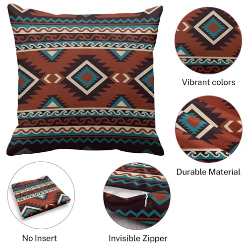 Throw Pillow Covers, Boho Geometric, Set of 4, 18"x18" - color: Southwestern Tribal
