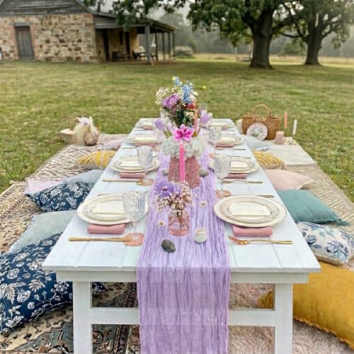 10 Pack Lavender Purple Cheesecloth Table Runner 17 x 108 Inch - color: Lavender, size: 10Pcs - 9 Ft