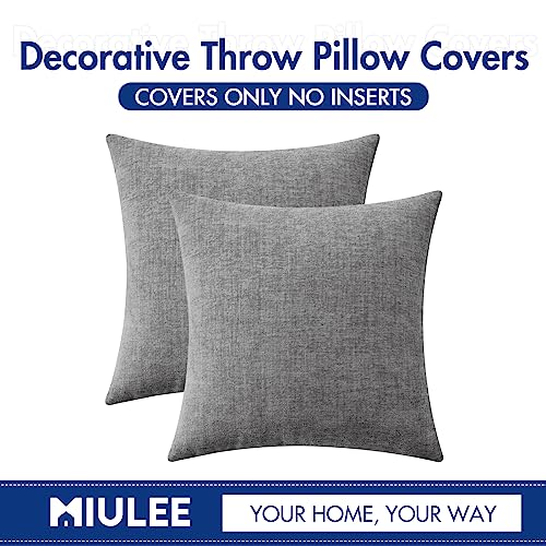 MIULEE Soft Chenille Throw Pillow Covers Dark Gray 16x16 Inch Pack of 2 - color: Medium Grey, size: 16" x 16" (Pack of 2)