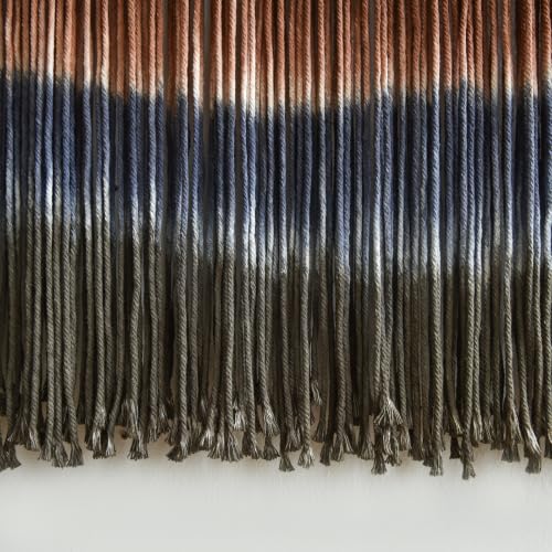 Flber Macrame Wall Hanging Blue Dip Dye for Bedroom 27" W x 19" L - color: Brown and Blue, size: 27"W*19"L