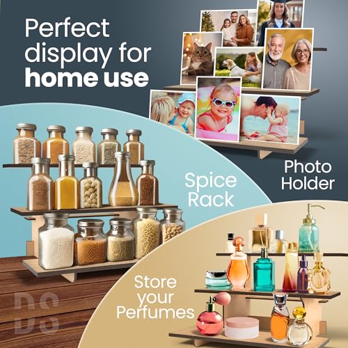 Wooden Tiered Display Stand, 3 Tier Display Table for Vendor Events - color: Natural