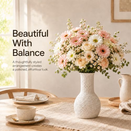 Nawaza Ceramic Flower Vase White Small Farmhouse Table Decor Vase V15 - color: Modern White-v15
