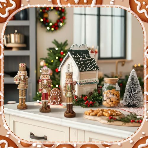 Simgoing 3 Pcs Gingerbread Nutcracker Figures Resin Christmas Nutcracker - color: Gingerbread Nutcracker, size: 5 Inch
