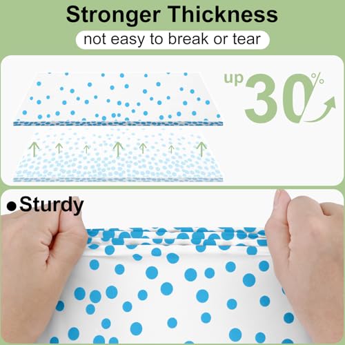 Smiry Disposable Rectangle Plastic 54 x 108 Inch Table Cloth 3 Pack - color: White and Aqua