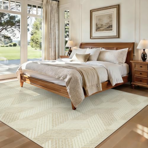 MXSANYOO Area Rugs 6x9 for Living Room, Washable Geometric Beige Carpet - color: Beige, size: 6' x 9' (Rectangular)