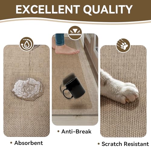 Kitchen Rugs Non Slip Rubber Backing Kitchen Mat 17"x59" Brown - color: Brown, size: 17"x59"