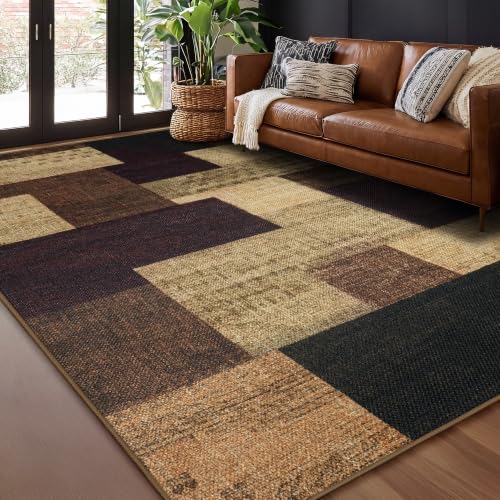 Modern Geometric Living Room Area Rug 6x9, Red Easy Jute Rugs for Patios - color: Red, size: 6x9ft