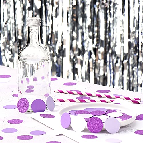 300pcs Glitter Purple Lavender White Confetti Graduation 2026 Gender Reveal Table Confetti Bridal Baby Shower Wedding Christmas Birthday Party Decoration Paper Dot Lasting Surprise - color: Purple Lavender White