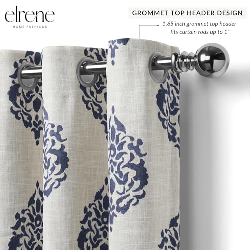 Threadmade Navara Medallion Room Darkening Window Curtain, Navy - 52" W x 95" L - color: Navy, size: 52"W x 95"L (Pack of 1)