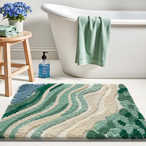 LUMI Beach Bathroom Rug 20x32, Soft Absorbent Bath Mat, Non Slip - color: Beach Aqua Green, size: 20"x32"