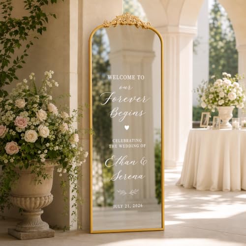 Easly 21"X64" Full Length Mirror Vintage, Gold Arch Mirror for Home Decor - color: Gold, size: 64"L x 21"W