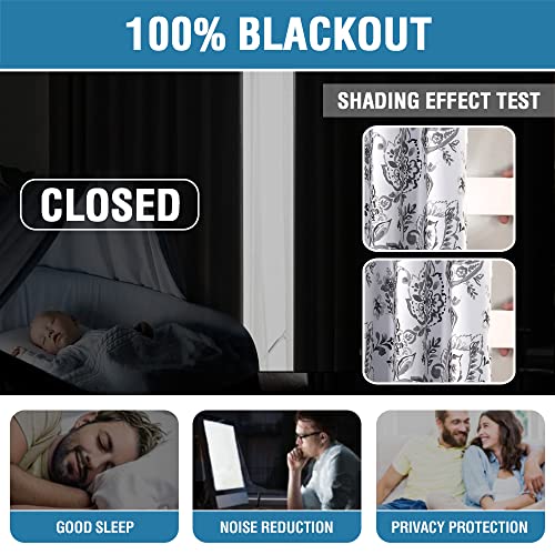 H.VERSAILTEX 100% Blackout Curtains for Bedroom Paisley Floral Printed Curtains 63 Inches Long Grommet Curtains & Drapes Thermal Curtains Window Treatments with Black Liner 2 Panels, Grey - color: Paisley - Grey, size: 52"W x 63"L (Pack of 2)